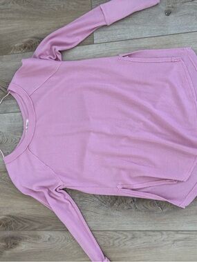 We The Free Soft Pink Waffle Long Sleeve Pullover